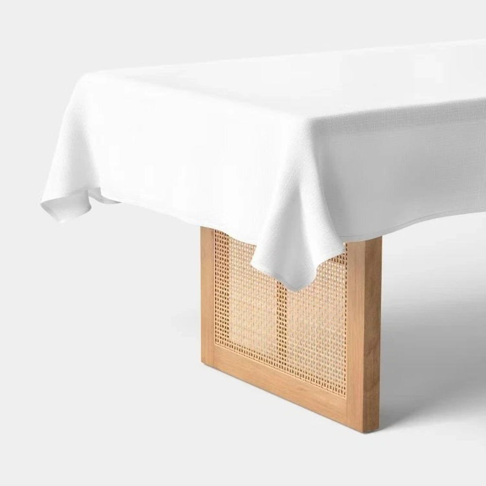 Design Imports Stain Resistant White Polyester Tablecloth 60" X 84